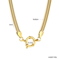 Close-up of 18K gold plated 5mm snake chain necklace with detailed dimensions and spring clasp - Gold Herringbone Style (NE2F3801G)