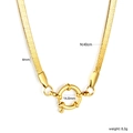 18K gold-plated stainless steel snake bone chain necklace with round spring clasp - Gold Flat Snake Chain Style (NE2F4001G)
