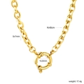 Detail of 18K gold stainless steel chunky chain necklace with large round spring clasp - Gold Thick Cable Link Style (NE2F4002G)