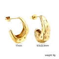 Pendientes de aro en forma de C bañados en oro de 18K con textura martillada única - Pendientes en Forma de C con Textura Martillada Irregular (EA548801G)