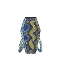 Mini borsa a tracolla a forma di bara gotica con trama serpente blu e borchie - Blu