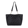 Schwarze gesteppte Shopper-Tasche im Puffer-Stil mit goldenen Ketten-Schultergurten - Schwarz