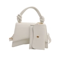 Borsa a mano a trapezio bianca con manico a nodo e piccola pochette abbinata - Bianco