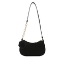 Borsa sottobraccio in velluto nero con trapuntatura a V e catena dorata di lusso - Nero con Pendente