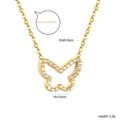 Close-up of golden butterfly pendant with dimensions 15x13mm and 40+5cm chain length - Hollow Inlaid Butterfly Design (NE2E120AG)