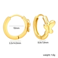 Detailed dimensions of gold butterfly hoop earrings with 10mm inner diameter and 1.6g weight - Gold Butterfly Decoration Stud Style (EA339001G)