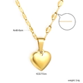 Goldene Edelstahl Herzkette mit Maßen und Kettenlänge für Damen im Detail gezeigt - Poliertes Gold (NE2F8101G)