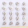 Set of 20 minimalist 316L stainless steel clover stud earrings with sparkling crystals - Steel Color Clover Style With Zirconia (EA100702S)