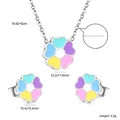 Detailed size parameters for colorful cherry blossom flower necklace and earring set - Silver Rainbow Flower Style (SE26370MS)