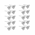 Detailed set of silver butterfly stud earrings with sparkling rhinestones in a grid display - 10 Pairs Set / Silver Butterfly Style (EA102822S)