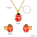 Set gioielli coccinella in acciaio inossidabile dorato con collana e orecchini a perno - Stile Oro (SE26410MG)