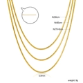 Collier chaîne serpent triple rang doré, longueurs 50cm, 60cm et 70cm avec fermoir mousqueton - Style de chaîne de serpent en or (NE2F2401G)