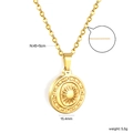 Detailansicht der 18K Gold Sonne und Mond Anhänger Halskette mit Maßangaben - Gold Sonne Kompass Münze Stil (NE2F7701G)