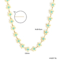 Collier en acier inoxydable plaqué or 18k avec breloques fleurs bleues et chaîne 40+5cm - Style Fleur en Émail Bleu (NE2F910KG)