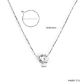 Detailed view of silver necklace showing 40+5cm chain length and 5mm zircon pendant dimensions - Silver White Round Zirconia (NE2F780AS)