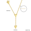 18k gold plated heart necklace with three 3D heart pendants and fine chain link details - 3D Heart Style (NE2F3501G)
