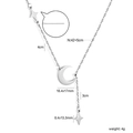 Detail specifications of silver star and moon necklace with 42+5cm chain measurements - Star and Moon Style (NE2F9601S)