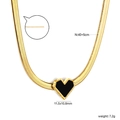 Goldene Schlangenkette mit schwarzem Herzanhänger 11,5x10,6mm und 40+5cm Länge für Damen - Schwarzes Herz Anhänger Schlangenkette Stil (NE2F870BG)