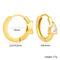 Detail view of 18k gold hoop earrings with pear-shaped zircon and size dimensions - Gold Pear-shaped Zirconia Inlaid Style (EA33001AG)