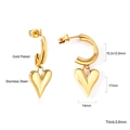 Dimensions détaillées des boucles d'oreilles créoles coeur en acier inoxydable doré - Boucles d'Oreilles Créoles en C Pendentif Cœur 3D Doré (EA548901G)
