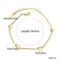 Détail du bracelet de cheville cœur en acier doré 18K avec dimensions et poids précis - Bracelets/Chevillère Multi-Cœurs 3D Doré (BR267501G)