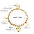 Detail eines vergoldeten Edelstahlarmbands mit Herzanhängern und 18+3cm Kettenlänge - Gold Multi-Element Herz Stern Anhänger Armband (BR249401G)