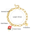 Détail du bracelet chaîne plaqué or avec breloques sucette pastèque et cœur doux - Bracelet Chaîne Cœur Doux Sucette à la Pastèque Doré (BR24840MG)