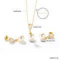 Detail of heart zircon and 10mm pearl necklace set with specific size measurements - Waterdrop-shaped Clear Zircon Pearl Style (SE26460AG)