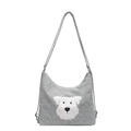 Bolso bandolera minimalista de lona gris con bordado de retrato de perro blanco - Verde