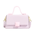 Borsa a mano rosa chiaro con manico ondulato in resina e dettagli metallici dorati - Viola