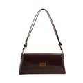 Borsa baguette marrone scuro in ecopelle lucida con fibbia in metallo dorato - Marrone