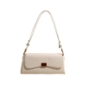 Borsa baguette vintage bianco crema con patta a onde e fibbia in metallo dorato - Bianco Sporco