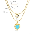 Detailed view of layered gold necklace dimensions with blue heart and clear zircon charms - Drip Oil Blue Heart Style (NE2E780KG)