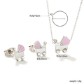 Close-up of pink and white enamel baby stroller jewelry set with crystals and silver chain - Silver Stroller Style (SE26430MS)