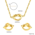 Parure de bijoux dorés avec collier et boucles d'oreilles nœud de cœur irrégulier chic - Style de Nœud (SE267901G)