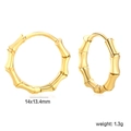 Detail showing the 14x13.4mm bamboo-shaped gold earrings with weight specifications - Gold Bamboo Style (EA339601G)