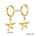 18k gold plated starfish hoop earrings for summer beach jewelry style, 13x15mm pendant - Starfish Style (EA5C6001G)
