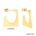 18K gold-plated geometric hoop earrings with modern thick semi-arc rectangular design - Minimalist Geometric Hollow Stud Earrings (EA334101G)