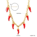 Collar de cadena gruesa de oro de 18k con colgantes de chile rojo y detalles de medidas claras - Estilo de Chile Rojo (NE2D470EG)