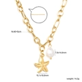 Detail of 18K gold starfish and pearl pendant with necklace length specifications - Heavy Chain Starfish Teardrop Pearl (NE2F5601G)