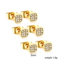Drie paar goudkleurige vierkante roestvrijstalen oorknopjes met 5mm zirkoon set - 3 paar set / Goud