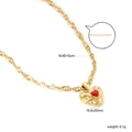 Vue détaillée du pendentif cœur en lave dorée avec incrustation rouge et dimensions - Style Coeur Fondu Rouge (NE2F020EG)