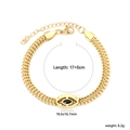Goldenes Edelstahl-Doppelkettenarmband im Boho-Stil mit buntem Böser Blick Anhänger - Evil Eye Gewebtes Kettenarmband (BR287601G)