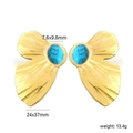 Détail de boucles d'oreilles éventail plaquées or 18K avec turquoise et spécifications - Style Pendentif Pétale Irrégulier en Forme d'Éventail (EA5A2901G)