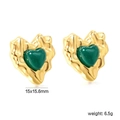 Détails des boucles d'oreilles cœur en or lave 15x15,6mm avec centre en résine - Style Clou en Cœur à Texture de Lave (EA58860JG)