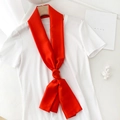 Pañuelo estrecho de seda roja vibrante anudado en camiseta blanca estilo minimal - Estilo Barra Larga / Rojo