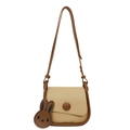 Borsa a sella vintage beige e marrone con ciondolo a coniglio per uno stile alla moda - Cachi Con Ciondolo a Forma di Coniglio (9711)