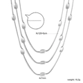 Elegante collar de doble cadena de serpiente plateada con cuentas ovales y colgante 18k - Plata (NE2F9001S)