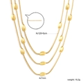 Collar de doble capa en oro con cadena de serpiente y cuentas ovales, 120cm - Dorado (NE2F9001G)
