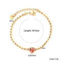 18K gold plated stainless steel bead bracelet with a red heart zircon stone - Gold Bead Heart Red Zircon Bracelet (BR26880EG)